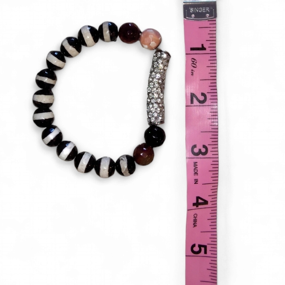 Tibetan Black & White Zebra Agate Stones - Set Of 4 Bracelets - Picture 9 of 12